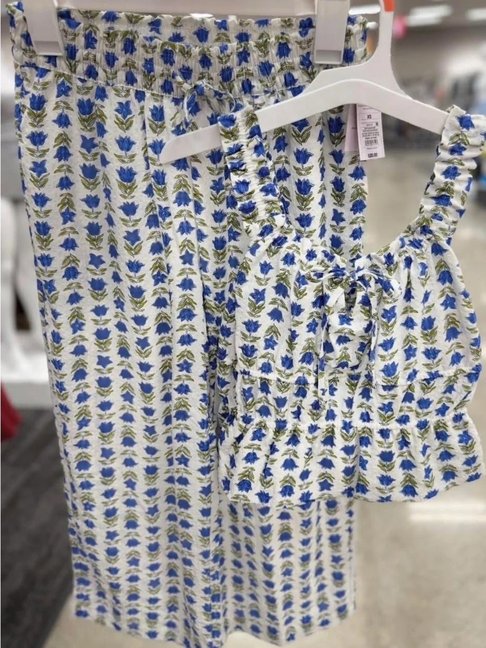 Seersucker Matching Set Blue Floral by Auden - NWT